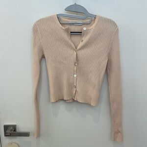 Zara Beige Ribbed Cardigan